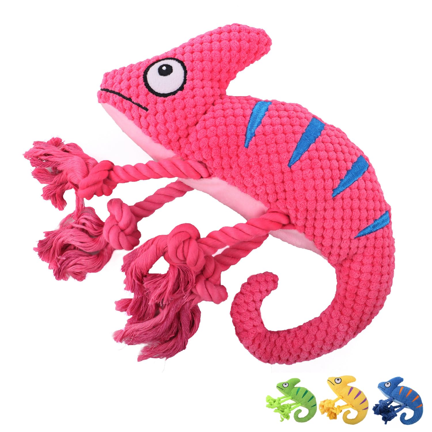 

ozgram Chameleon Dog Toy for Dogs and Plush Chew Toy with Teeth Dental Stress Relief Cats, Sounds, Brushing, Care, [Pink]