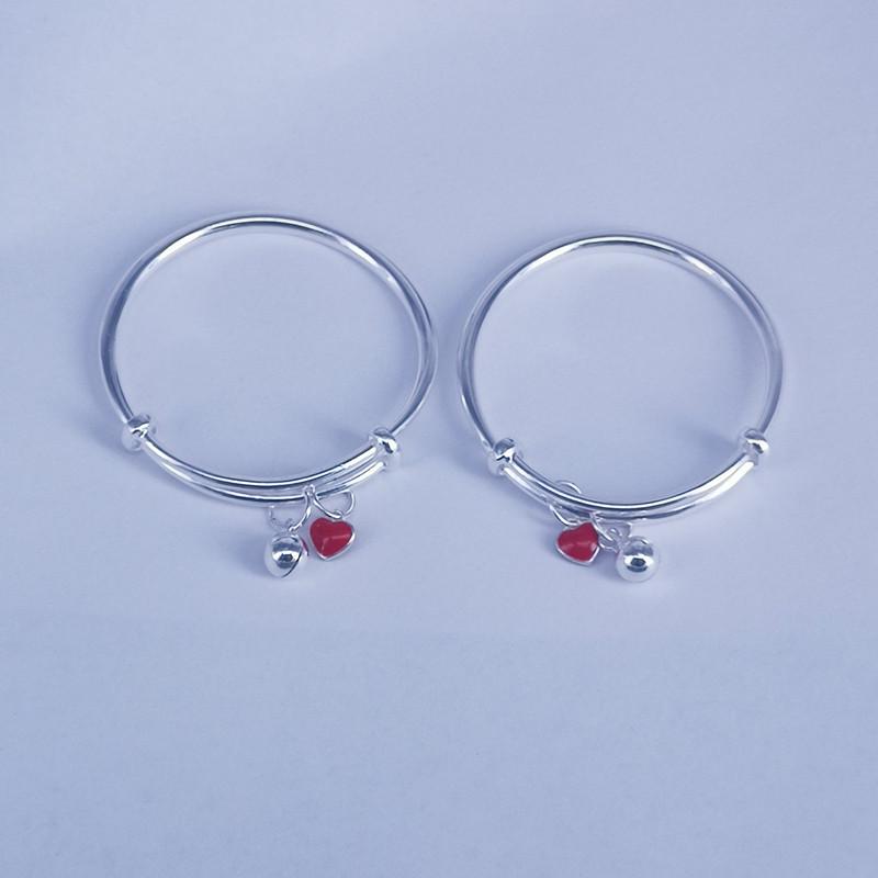 

Детский браслет из стерлингового серебра с красным сердечком и колокольчиками - Идеальный подарок для малыша