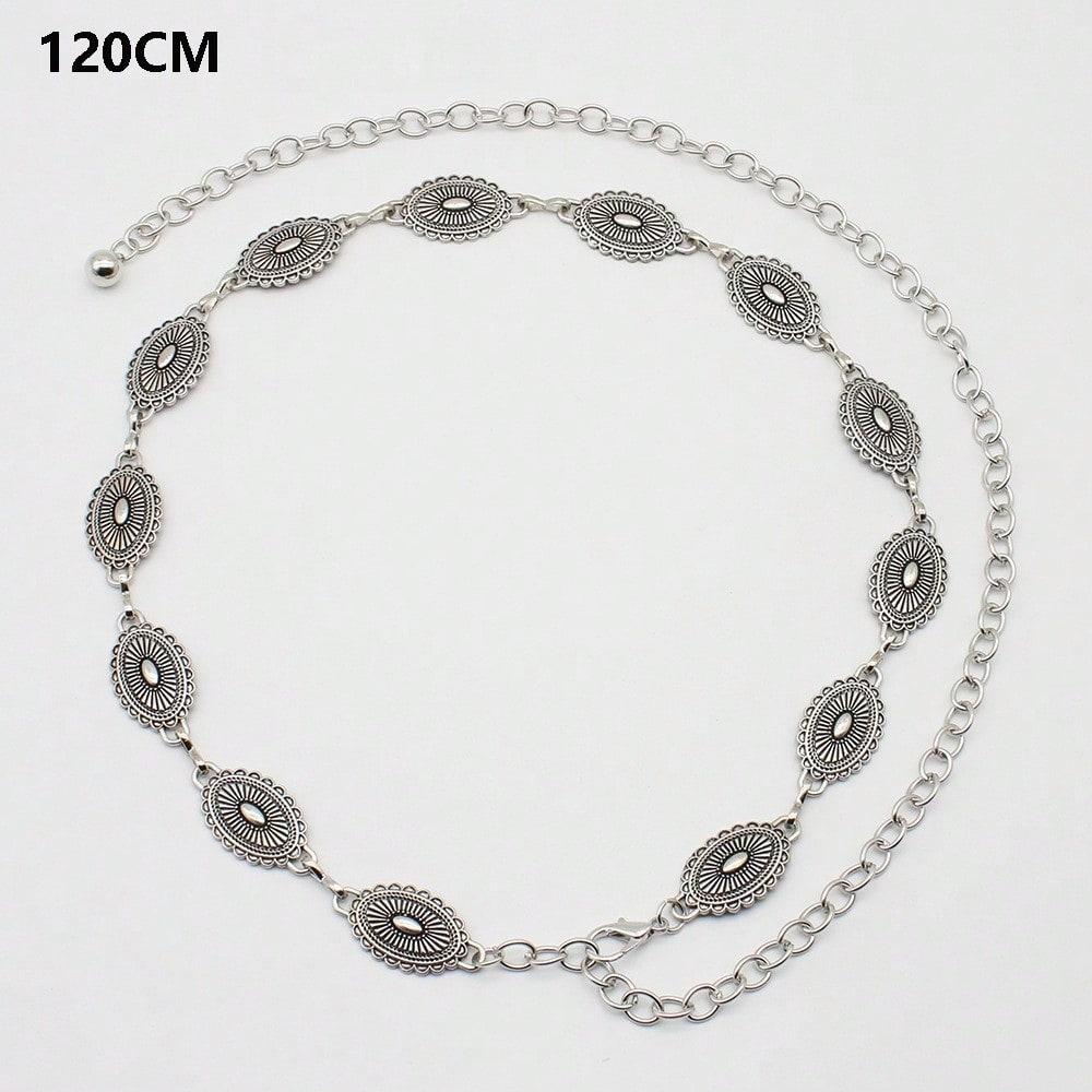 Retro Waist Chain Women's Skirt Versatile Decorative Belt Ethnic Style Engraved Chain Waist Seal