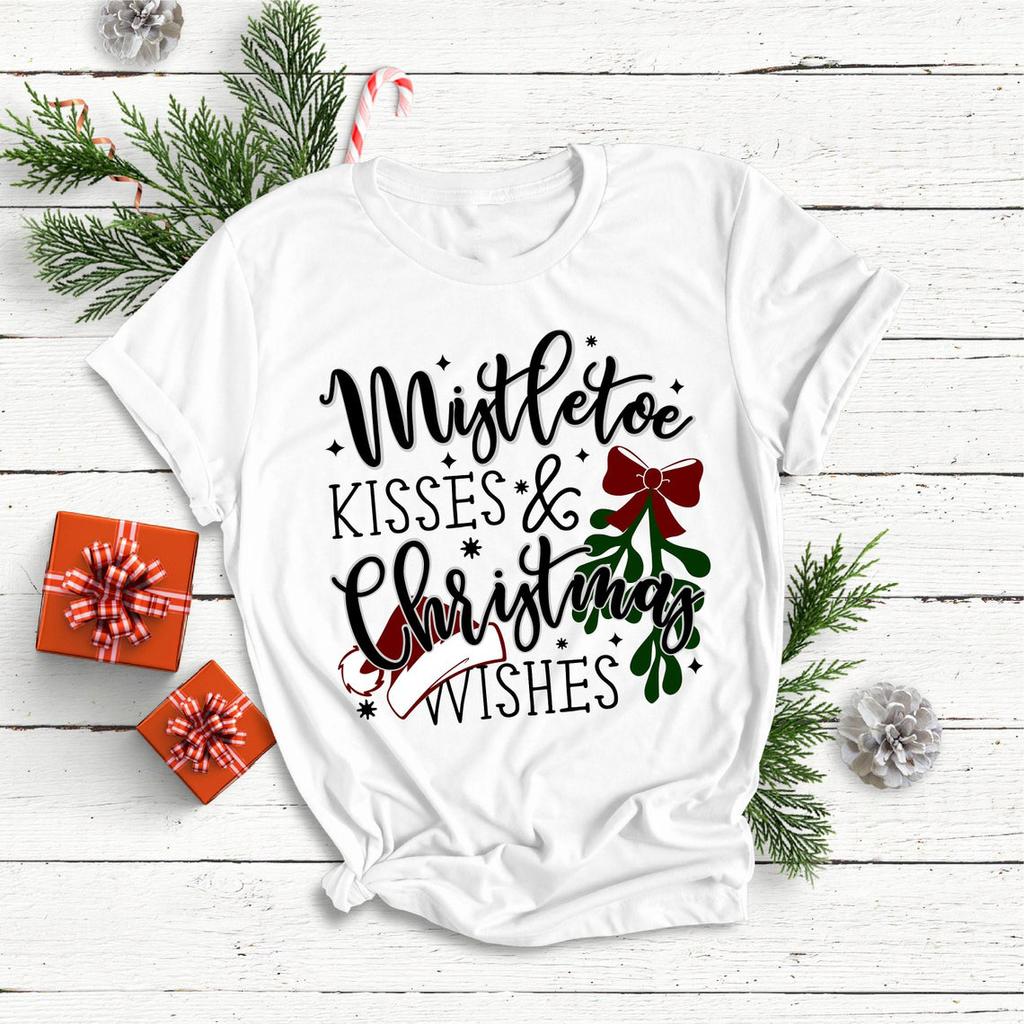 Merry Christmas Tree Graphic Tees Women Harajuku Festival T Shirt Short Sleeve Tees Casual Tops