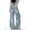 Plus-Size Vintage Wide-Leg Jeans for Women, Summer New High-Waisted Slimming Drape Loose Straight Pants for Plus-Size Women, Floor-Length Pants