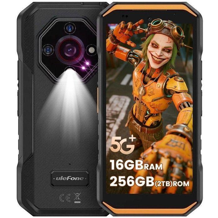 Telephone Portable Incassable 5G Ulefone Armor X32 Pro 16Go+256Go Écran 5,65" 5500mAh Smartphone Android 14 NFC/GPS/64MP Orange