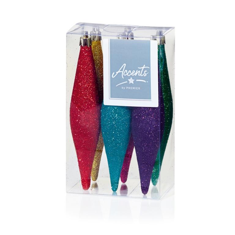 Premier Glitter Christmas Decoration (Pack of 6)