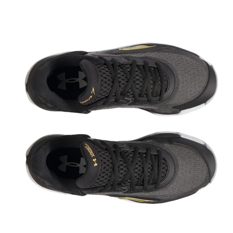 Under Armour Men's UA Spawn 7 Basketball Shoes Black Metallic Gold Black 3028461-002