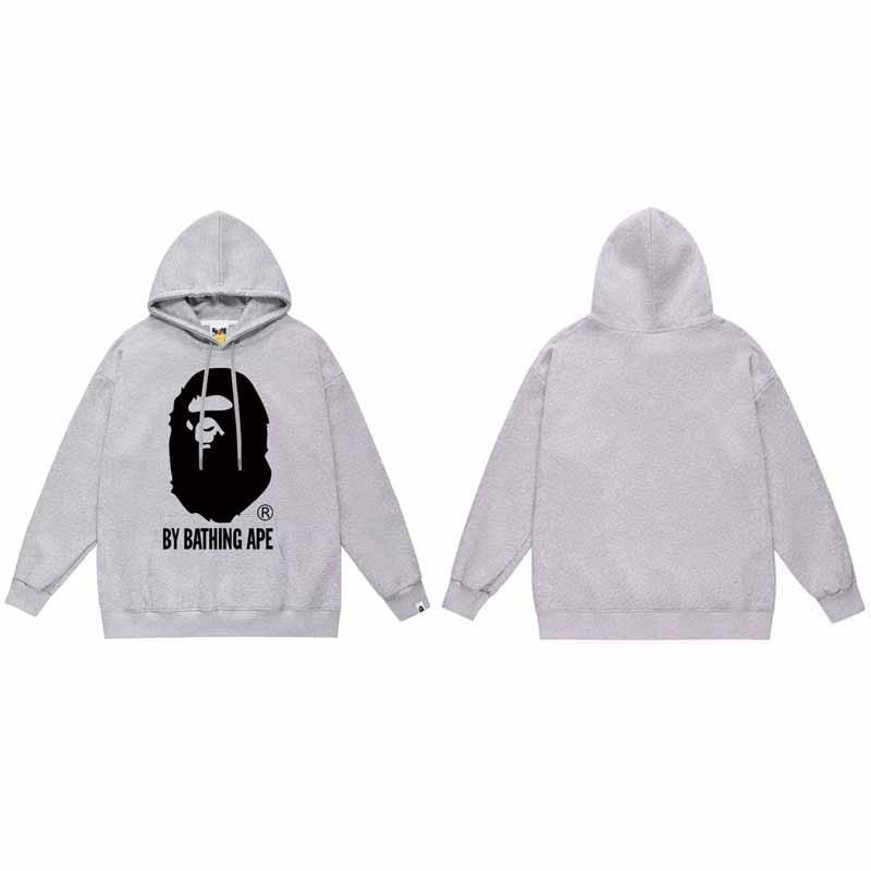 Mens Oversized Hooded Sweatshirt With Ape Head Print Heavyweight Cotton Long Sleeve Pullover Daily Wear