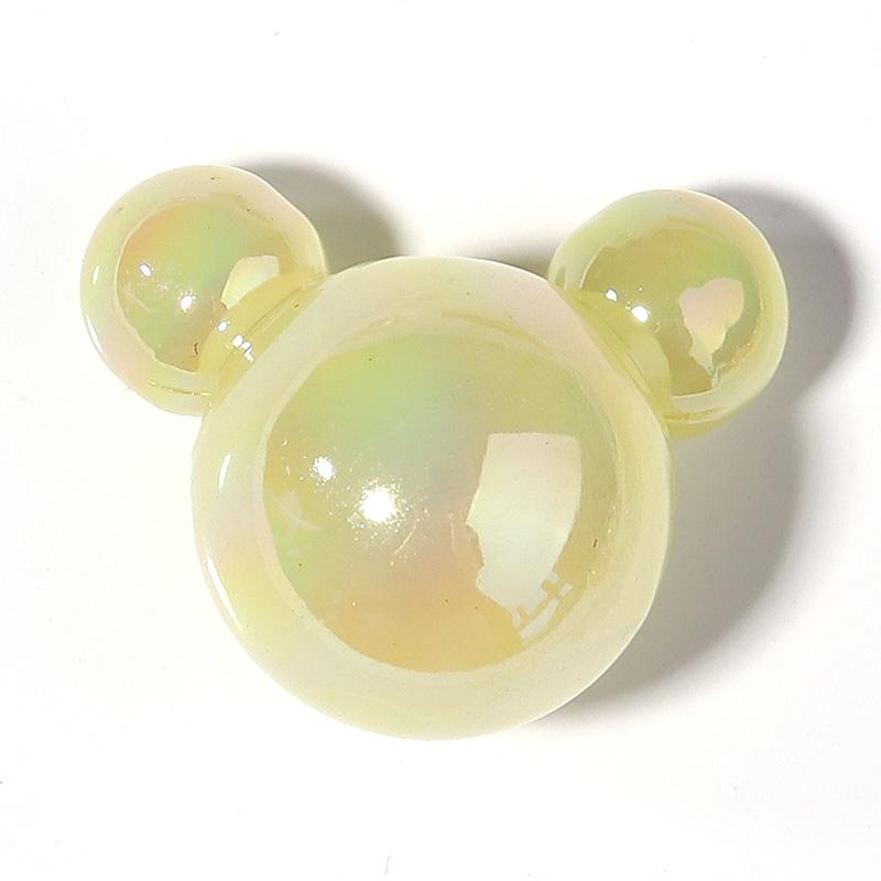 5Pcs/Lot 33×27mm Acrylic Beads Plated with Colorful Mickey Shaped Large Hole Beads For Jewelry Making Diy Headrope Phone Chain