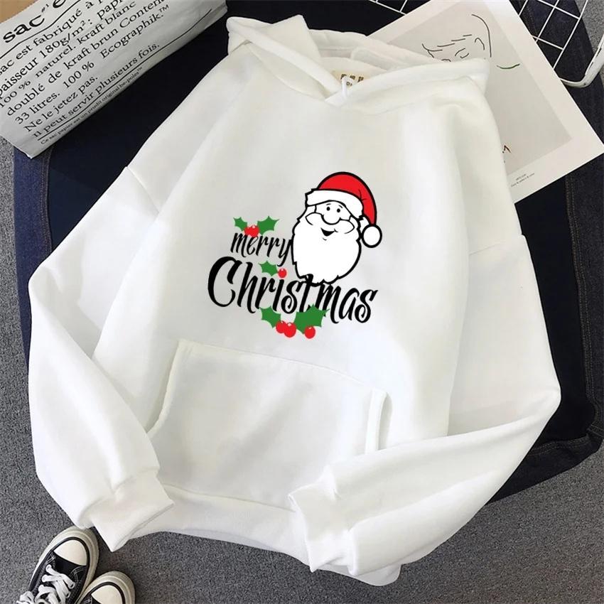 Fashion Womens Hoodie Santa Claus Print Funny Hoodies Women Streetwear Pullover Harajuku Sweatshirt Oversized Clothes Unisex Top