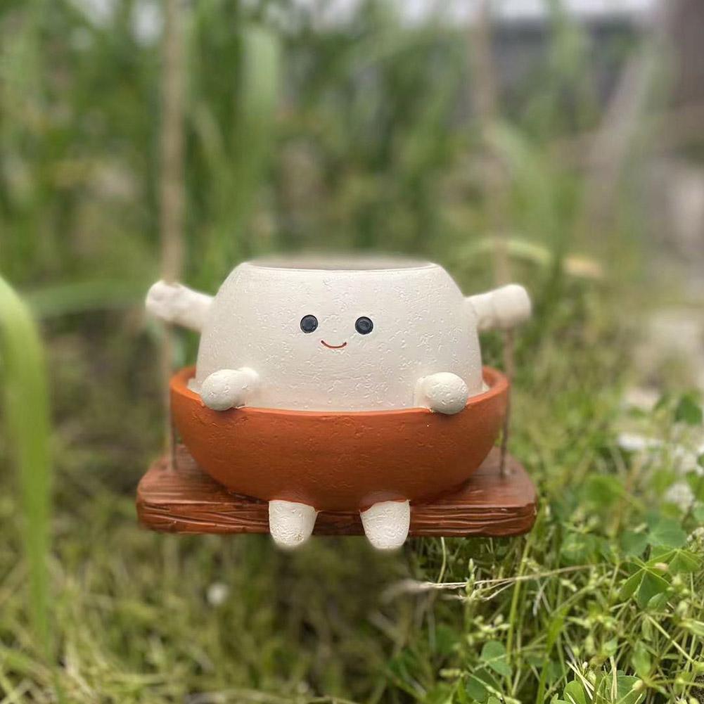 Swing Face Planter Pot Swinging Plant Pot Smiling Outdoor Plants Succulent Pot Cute Smile Face for String of Pearls Succulents