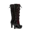 Punk-Plateaustiefel für Damen, mit Schnürung, klobigen High Heels, mittelhohen Stiefeln, schmalem Band und Schleife, Goth Gothic Cosplay Schuhe, Winter