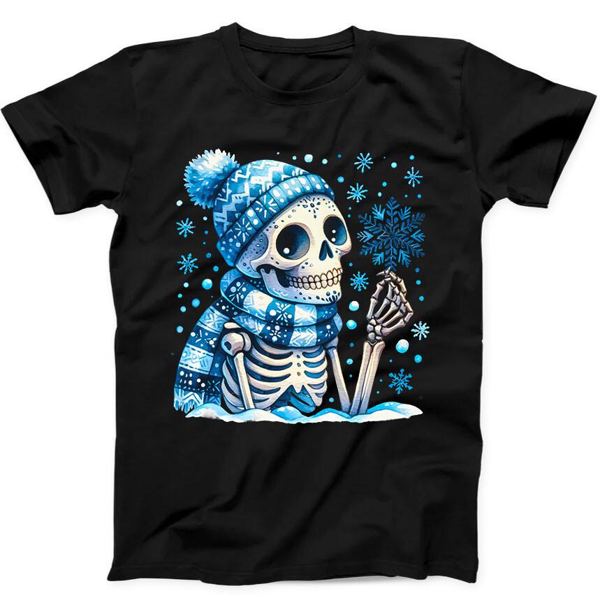 

Скелет Снежинки Зима Рождество Череп Смешной Подарок Черная Футболка 163 4XL