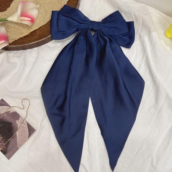 Women Hairpin Large Size Long Ribbon Bowknot Decor Spring Hair Clip Lightweight Back Head Hair Pin Hair Accessory