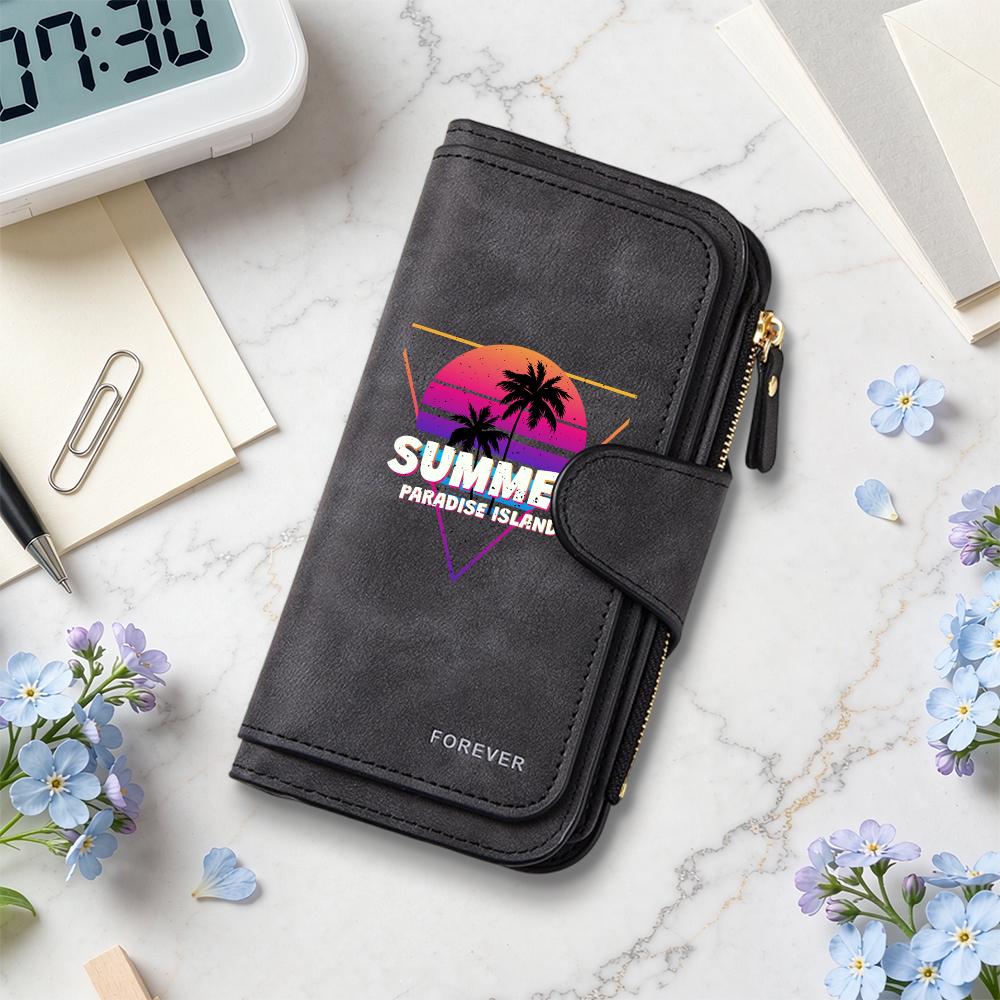 Summer Paradise Island Forever Long Wallet Fashion Retro Casual Multi Card Slots Daily Use Purse