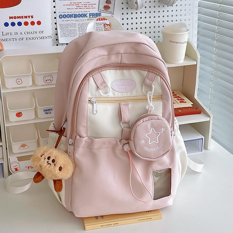 Schoolbag Korean Sweet School Bag for Girls Junior High School Students Simple Versatile Large Capacity Backpack for High School Students Female 