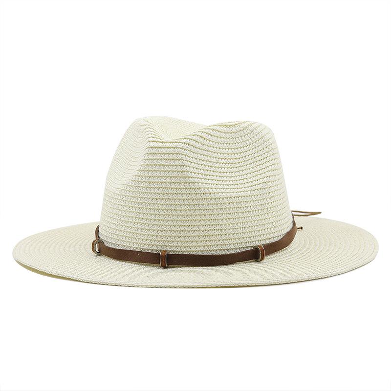 European and American straw woven fashion western cowboy hat summer seaside beach sun protection sunshade big brim straw hat women