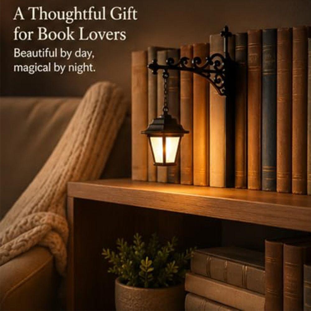 Mini Library Lantern Black Reading Nook LED Nightlight New Bookcase Lamp Bookshelf Decor