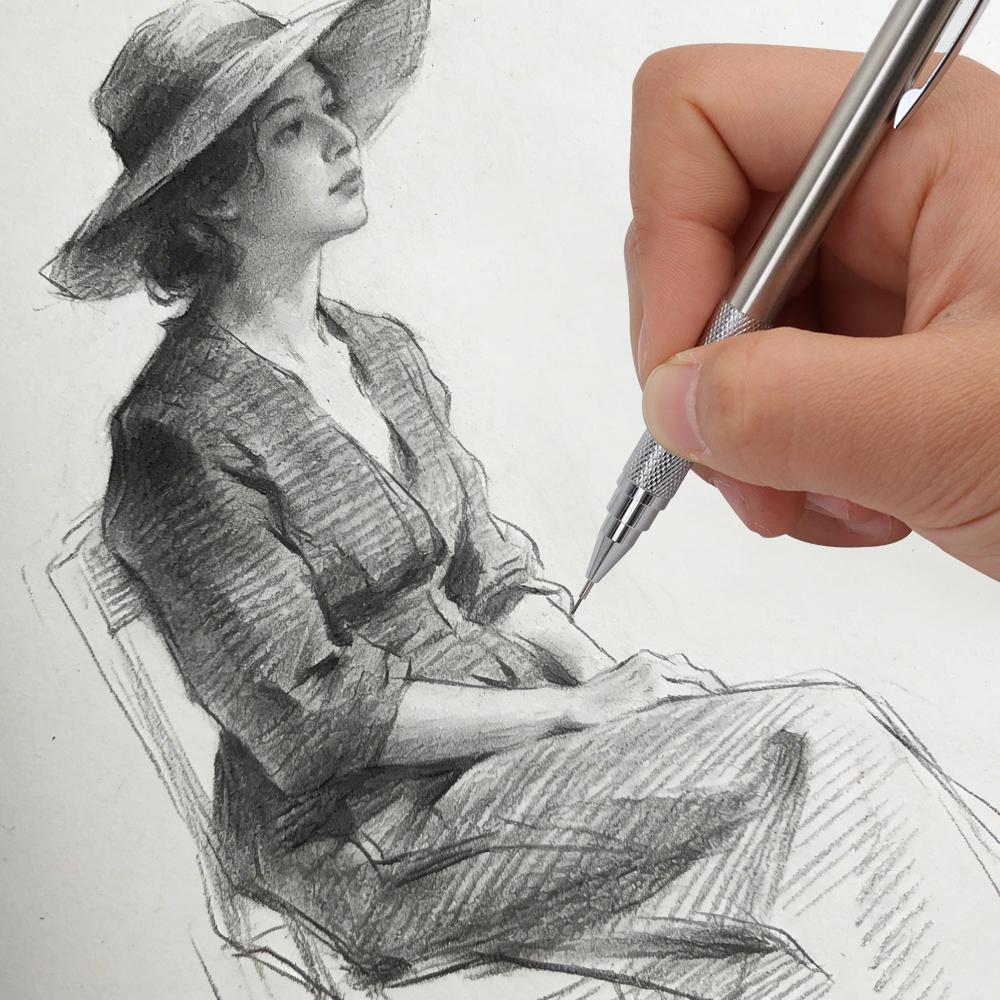 0.3/0.5/0.7/0.9/1.3/2.0mm Mechanical Pencil Set Art Drawing Painting Automatic Pencil with 2box Leads Office School Supply