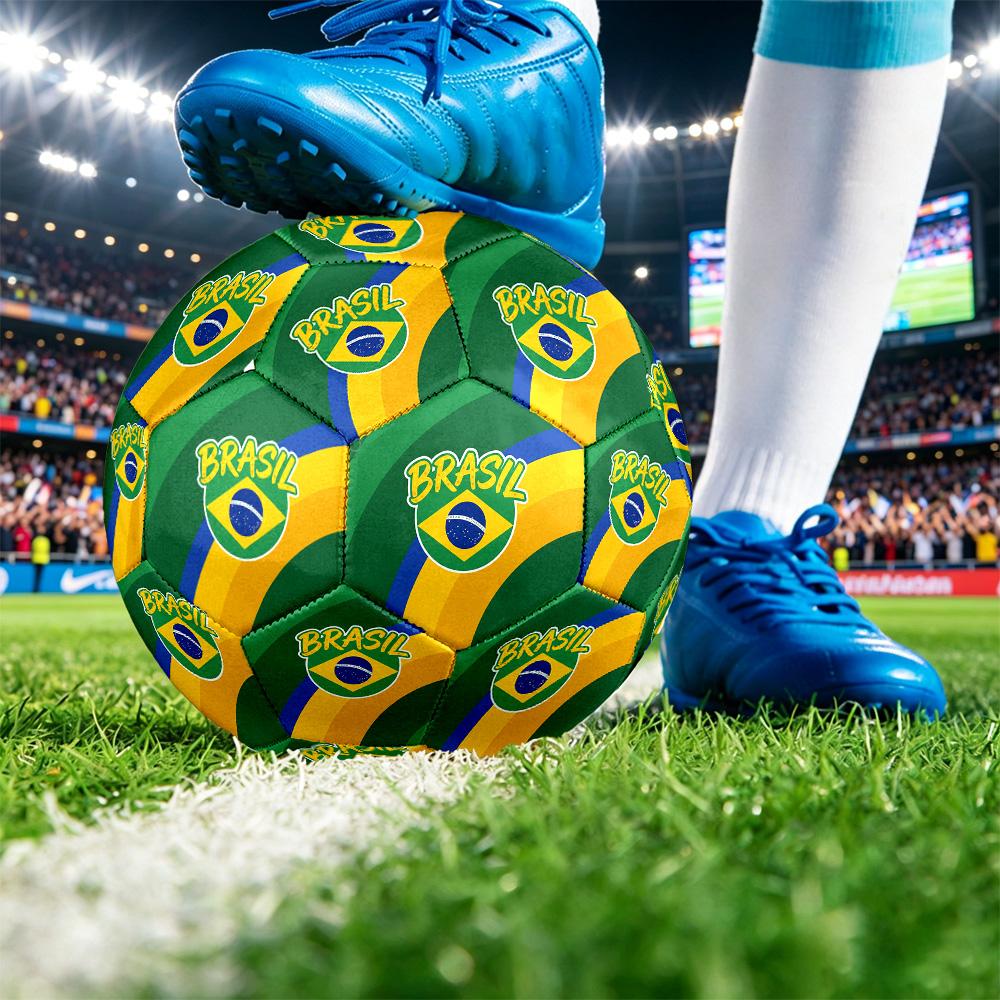 Brazil Football Printed Size 5 Soccer Ball Wear Resistant Standard Adult Training Football Fan Gift for Indoor Outdoor Match Sports