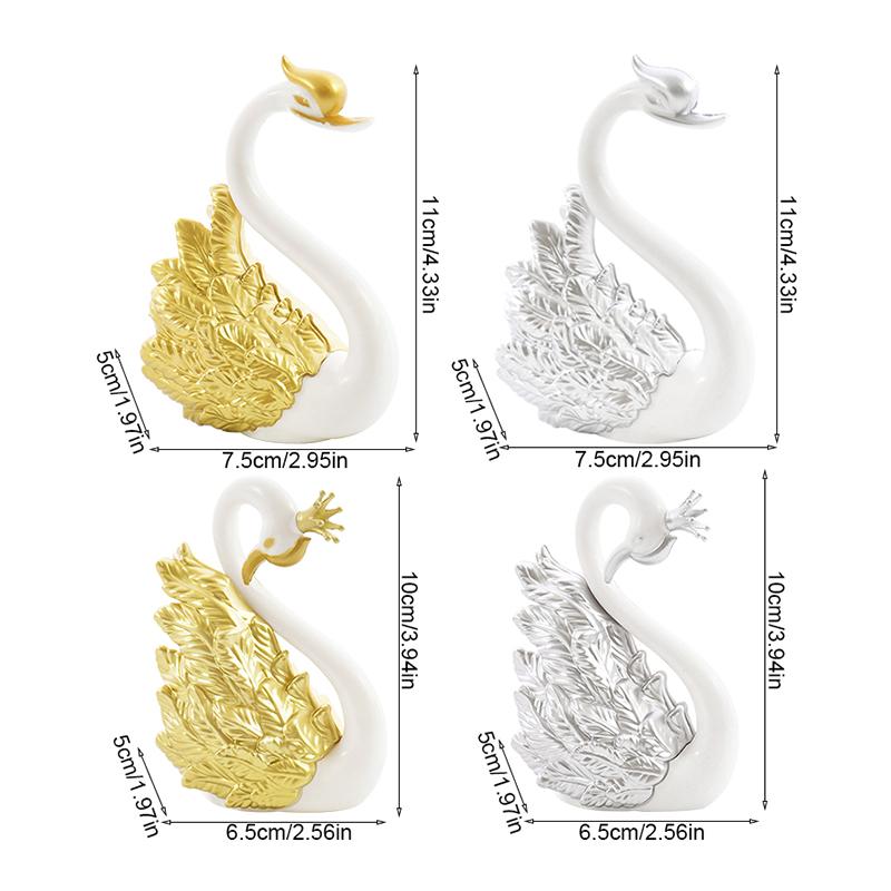 1 Pair Couple Swan Cake Topper Wedding Anniversary Cake Decoration Supplies Birthday Party Cake Dessert Baking Decor Ornaments