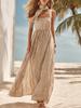 European and American Summer New Square Neck Striped Suspender Dress, Waist Thin Holiday Style Medium Dress