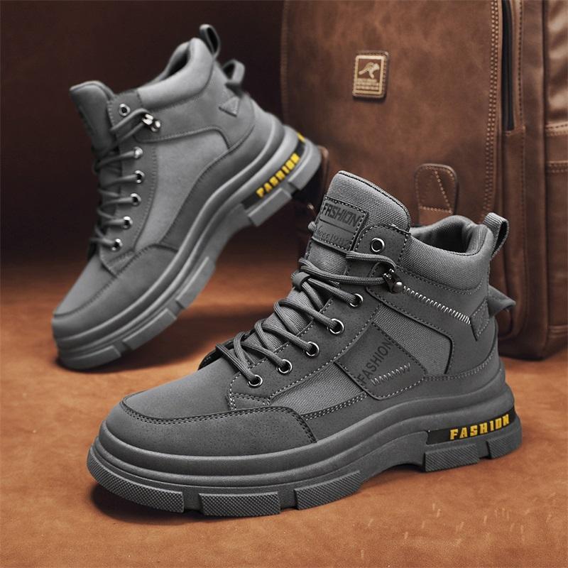 New Fashion Autumn And Winter Men's High Top Martin Boots Students Male Boys Trending Soft Sole Work Shoes Labor Protection Martin Sneakers