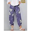 Plus Size Women's Clothing Fashion Autumn New Fashion Leaves Print Loose Fashion Casual Fashion Casual Elastic Waist Casual Eighth Pants