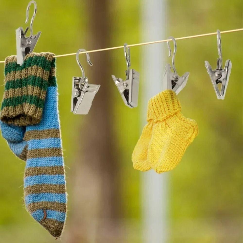 100Pcs Stainless Steel Drapery Crocodile Clip Opening/Closed Mouth Drapes Clamp  Curtains Rods