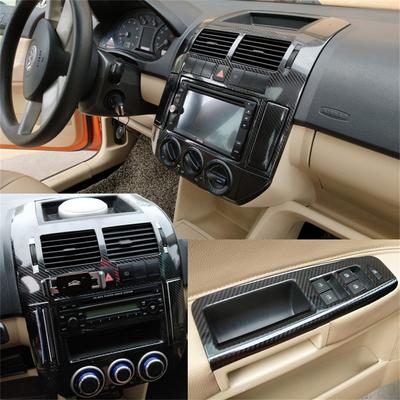 For Volkswagen Polo 2002-2010 Interior Central Control Panel Door Handle 5D Carbon Fiber Stickers Decals Car Styling Accessorie