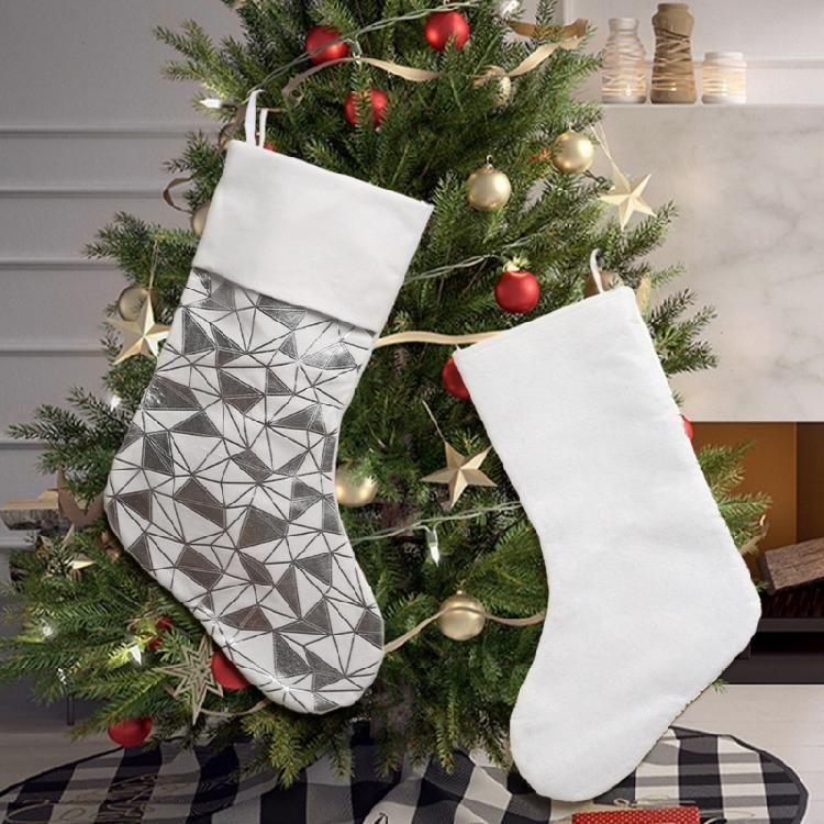 Christmas Decoration Hanging Sock Soft Fabric Christmas Stocking Holiday Party Gifts Bag Decoration For Mantels Display