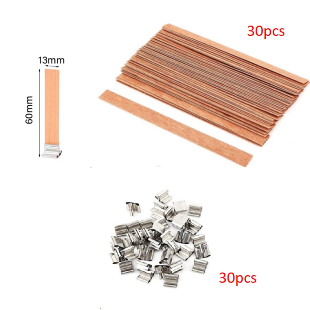 Craft Tool Smokeless Core Candle Core Making Supplies With Square Base Wood 30pcs/Set Accessories Candle Making