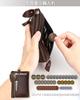 Key Case with Card Car Key Coin and Small Item Genuine Leather with 6 Two Exterior Leather Card and Key Case with Card Coin and Smart Key Large