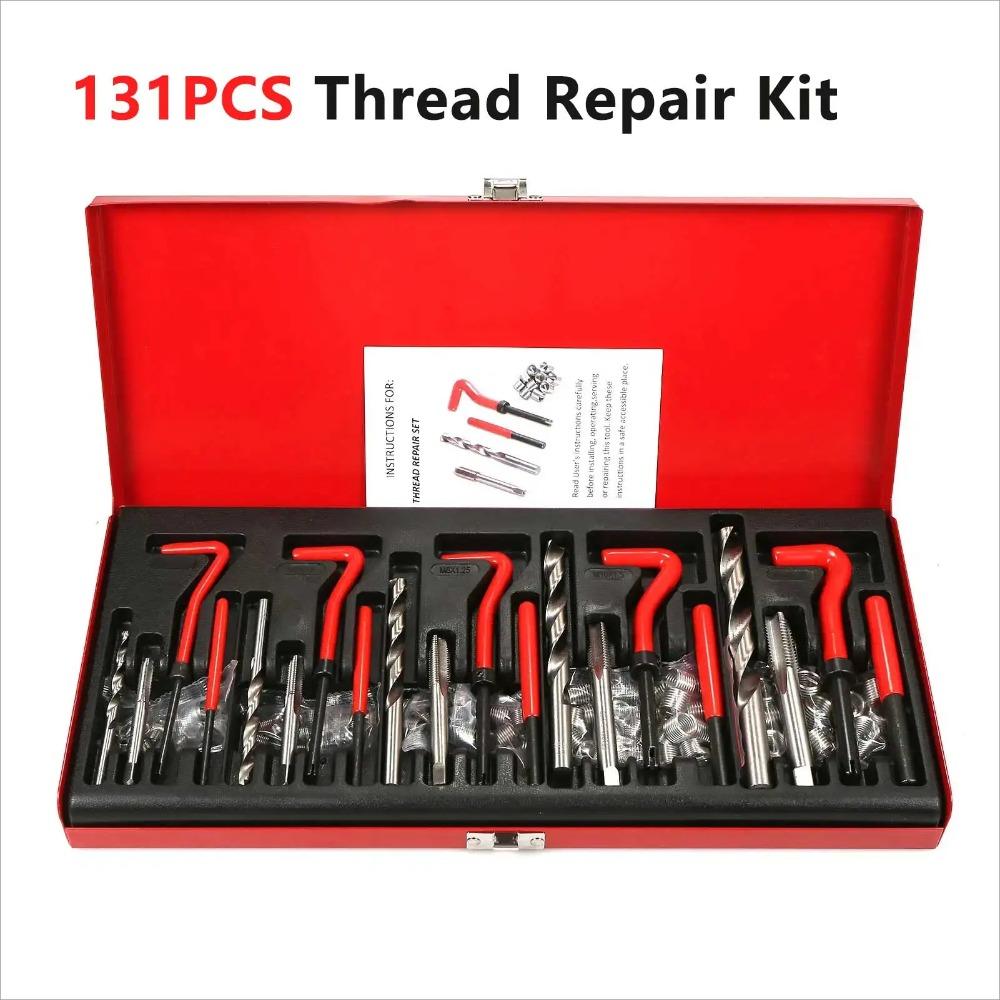 

131 шт. Інструмент для ремонту різьби з вигнутою ручкою M5-M12 Мітчик для нарізання різьби Набір мітчиків та плашок Обслуговування транспортних засобів