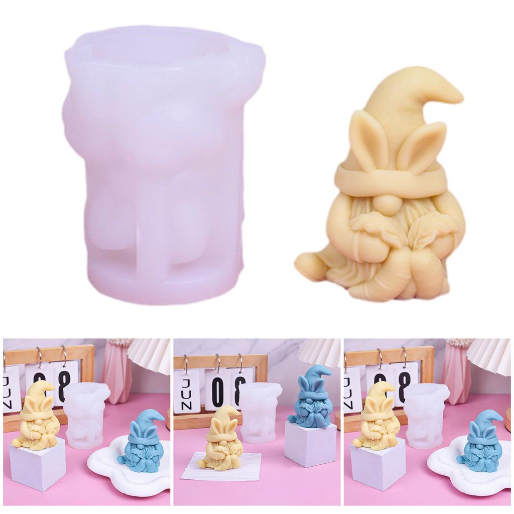 Silicone Mould 3D Easter Gnome Candle Molds Ornament Molds Christmas Molds Casting Molds for Home Table Decorations