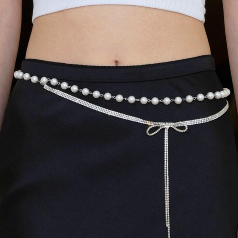 

ФАНТАСТИЧЕСКАЯ ПЛАНЕТА ленточный жемчужный многослойный пояс SILVER