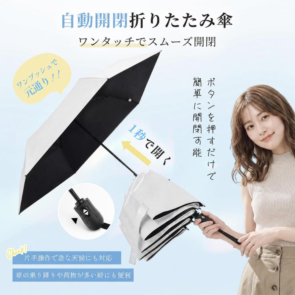 Parasol Folding Umbrella, Ultra Lightweight [JIS Certified / UV Protection Rate 100%] Completely Blackout, For Both Sunny and Rainy Weather