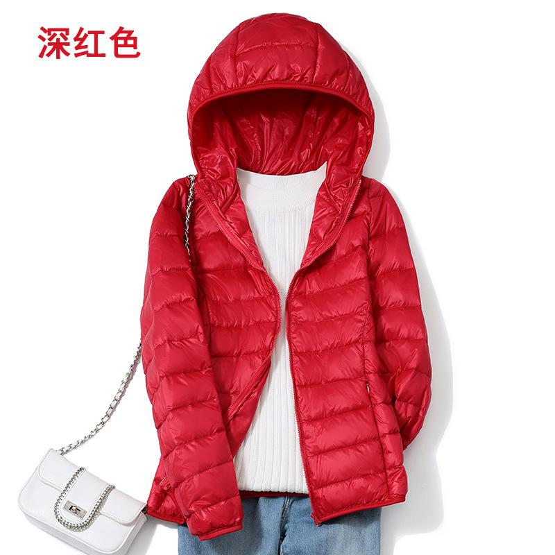 Giacca leggera in piuma da donna corta con cappuccio autunno e inverno nuova piuma d'anatra bianca giacca slim e leggera