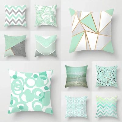 Federa geometrica, decorazione letto moderna, verde menta, blu, per divano elegante