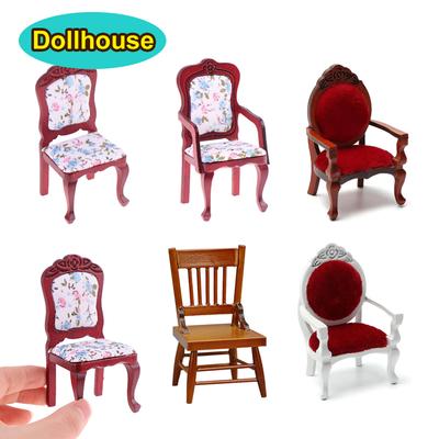 1Pcs 1:12 Dollhouse Miniature Chairs High Chair Home Furniture Model Decor Toy Doll House Accessories