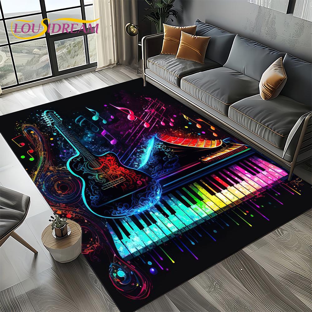 Note Music Colorful Musical Score Cartoon Dream Carpet Rug for Living Room Bedroom Home Sofa Decoration,Kid Non-slip Floor Mat