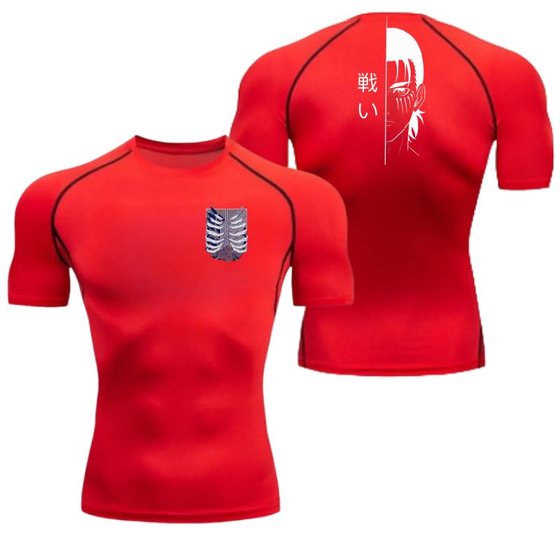 Men Compression Shirt Attack On Titan Eren Yeager Graphic Sports Quick Drying Gym T-shirt Fitness Sweatshirt Elastic Top T-shirt