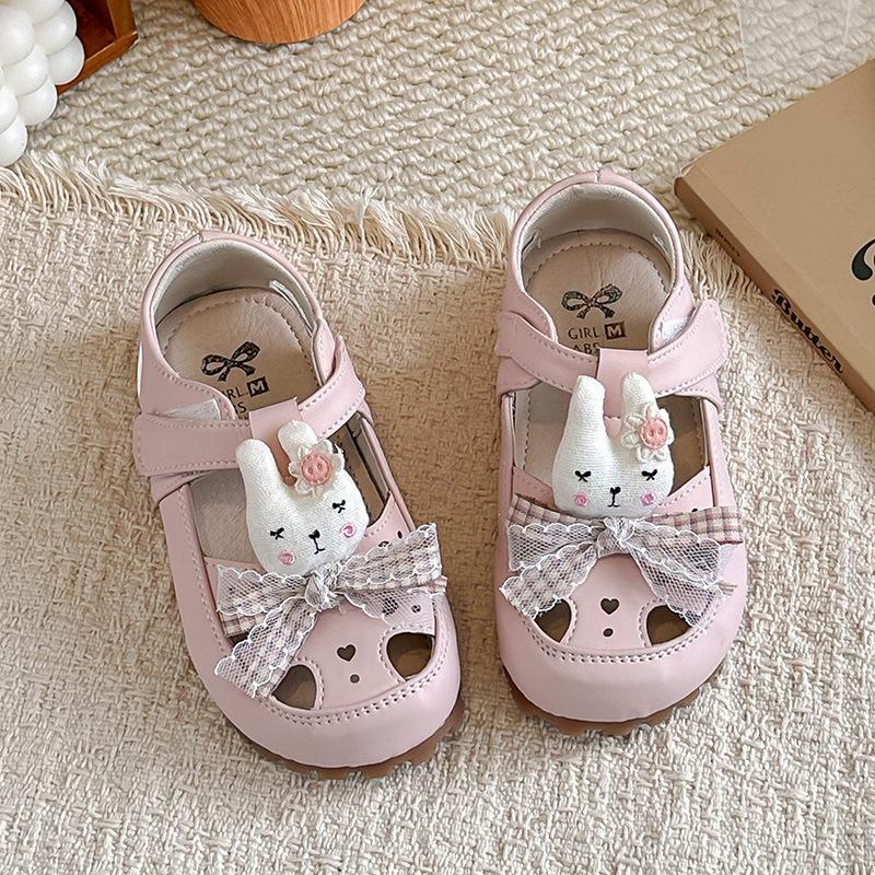 Hollow Princess Cartoon Closed-Toe Sandals - 2026 New Summer Casual Leather Shoes for Little Girls 27