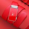 Sevenwolves Men's Red Genuine Leather Automatic Buckle Belt