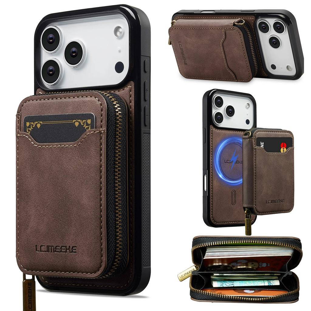 Detachable Magnetic Wallet Leather Phone Case for IPhone 17 Pro Max Air 16 Plus 15 14 13 12 11 Pro 16E Anti-Theft Brush Cover