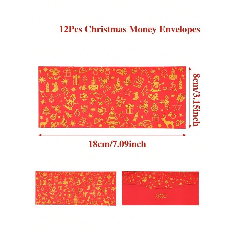 Christmas Envelopes For Money, Christmas Cash Envelopes With Golden Foil Design, Merry Christmas Decoration, Festive Accessory, For Party/Holiday/New