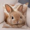 Realistic Cute Fluffy Bunny Print Throw Pillow Cover Soft Gentle Skin Touch Warm Tone Sofa Bedroom Home Decor Present