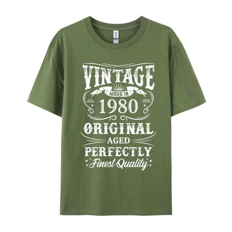 

Men s T-Shirt 1980 Original Birth Year Vintage Made In 1980 T-shirts Fitness Tight Tees New Arrival Print Slim Fit Tops Shirt 4XL