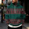 Men's Casual Loose Fit Hooded Sweatshirt with Christmas Print and Large Pockets