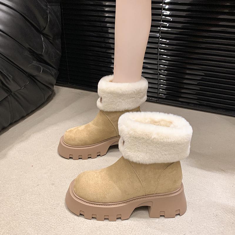 Women's Thick-soled Snow Boots with Short Plush Collars Cold-proof and Warm Women's Boots Outdoor Fashion Botines Para Mujeres