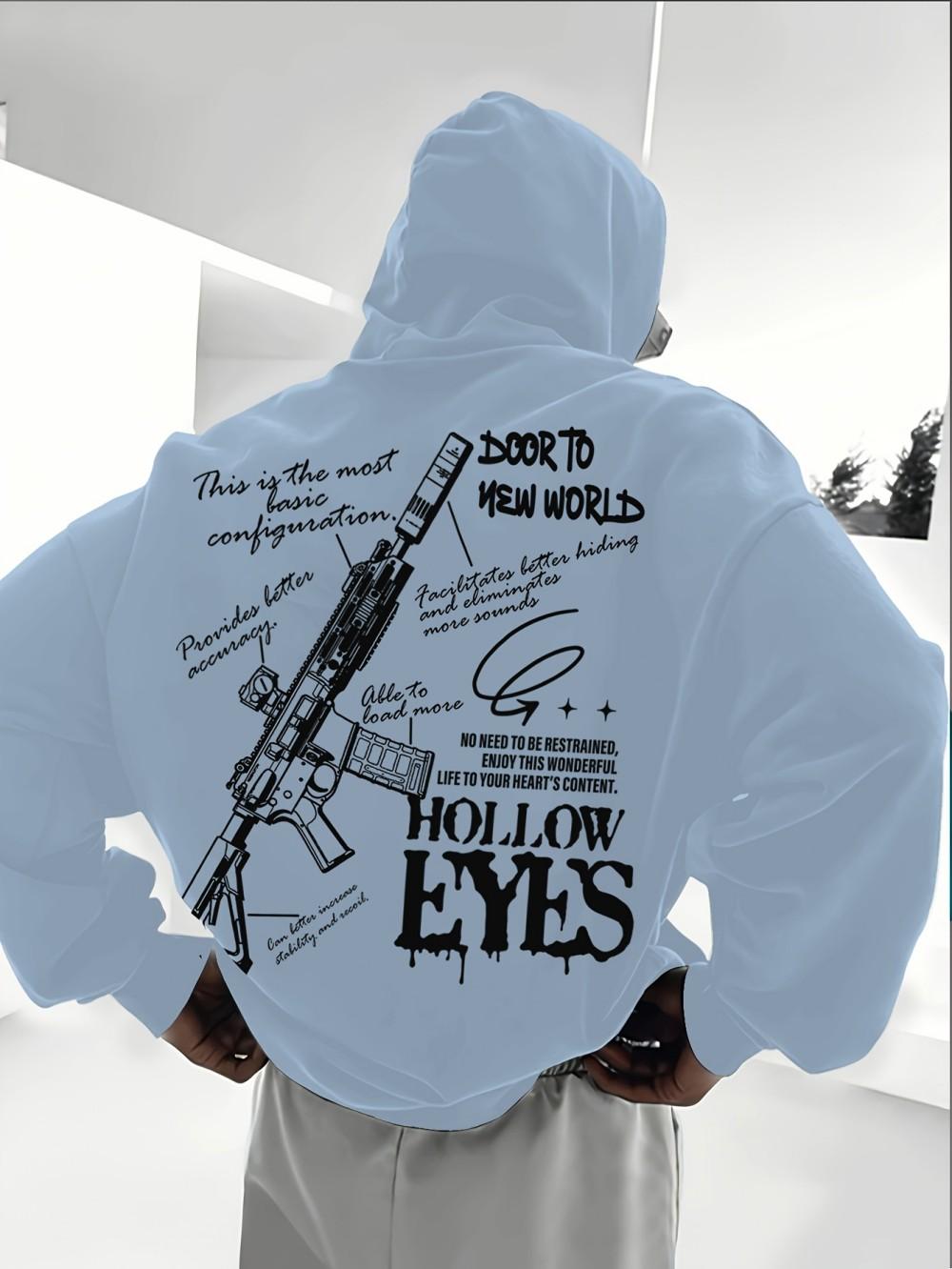 

Hot selling fashion men s autumn firearms print soft breathable hooded sweatshirt outdoor urban high street clothing 3XL