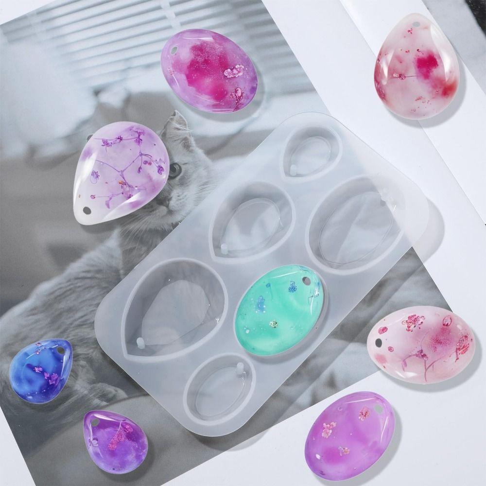 6 Cavities Resin Jewelry Mold Waterdrop Oval Shape Resin Casting Mold  Earring Necklace Making