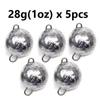 5 pièces/lot Plombs de pêche 28g Plombs Bullet pour eau profonde avec émerillon Plombs Boule Ronde Accessoires d'équipement de pêche